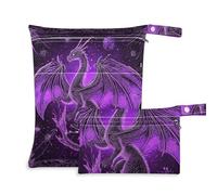 voucong Mysterious Purple Dragon Lot de 2 sacs à couches humides avec poignées pour bébé