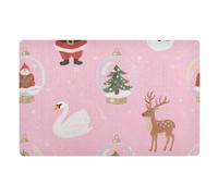 voucong Paillasson en forme de boule de cristal rose Merry Christmas - 81,3 x 50,8 cm - En caoutchouc antidérapant - Absorbant - Pour décoration de vacances, entrée, porche et extérieur