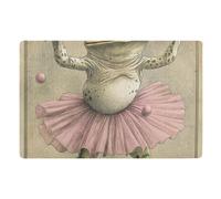 voucong Paillasson vintage Illustration d'une grenouille dansant le ballet 81,3 x 50,8 cm Caoutchouc antidérapant ultra fin pour patio porche