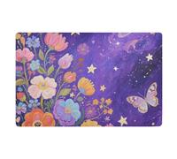 voucong Peintures à l'huile colorées de planètes florales, tapis lavables 81,3 x 50,8 cm, dos en caoutchouc antidérapant, ultra fin, pour chaussures boueuses et pattes