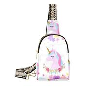 voucong Sac à bandoulière tendance avec fleurs colorées et licornes, Fleurs colorées - Rêve de licornes, 1 size