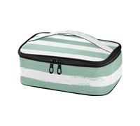 voucong Sac à déjeuner fourre-tout pour femme, blanc et vert, rayures horizontales, portable, isotherme, conteneur à déjeuner lunchera para almuerzo
