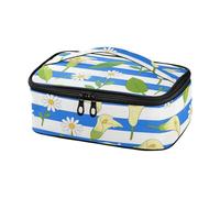 voucong Sac à déjeuner pour femme Bleu Blanc rayé Calla Lily Daisy Flower Camping Mini sac à déjeuner loncheras para Mujeres de Trabajo