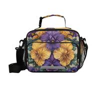 voucong Sac à déjeuner vintage pour enfants avec bandoulière Motif fleurs d'iris pour femmes et adolescents