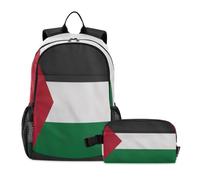 voucong Sac à dos avec boîte à déjeuner pour garçons Motif drapeau de la Palestine Vert Noir 7-10 ans