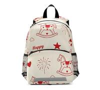 voucong Sac à dos carrousel rouge pour enfants filles avec sangle de poitrine pour enfants de 3 à 4 ans