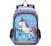voucong Sac à dos de camping pour enfants garçons de 8 à 12 ans : sac à livres de grande capacité pour garçon dans des couleurs assorties Bienvenue à la maison mignonnes licornes de dessin animé