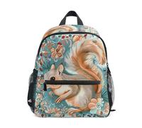 voucong Sac à dos de sécurité de style bohème avec motif floral et écureuil pour enfants garçons 2e année avec étiquette de nom pour les mochilas de 6 à 8 ans