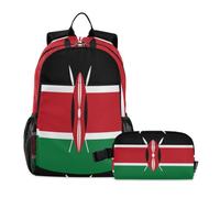 voucong Sac à dos d'école pour enfants garçons drapeau du pays africain Kenya Sac à dos d'école avec sac à déjeuner 9-10 ans