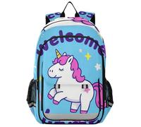 voucong Sac à dos imperméable pour enfants de 8 à 12 ans : sac à livres de grande capacité pour garçons et filles de 5e année dans des couleurs assorties Bienvenue à la maison mignonnes licornes de