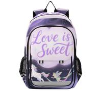 voucong Sac à dos pour bouteille d'eau pour enfants de 8 à 12 ans : sacs décontractés pour garçons et filles de 5e année dans des couleurs assorties Love Is Sweet Animal Licornes Bleu