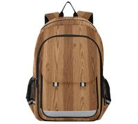 voucong Sac à dos pour enfants de 8 à 12 ans : sac à dos réglable pour adolescent dans des couleurs assorties, texture bois marron rayé, vintage,