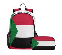 voucong Sac à dos pour l'école avec sac à déjeuner Drapeau du Soudan Sacs à dos d'école pour filles avec boîte à déjeuner 7-10