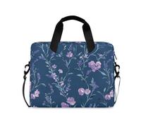 voucong Sac à main de voyage pour ordinateur portable de 15,6" avec poignée et bandoulière, fermeture éclair, motif fleurs, lavande et freesia bleu