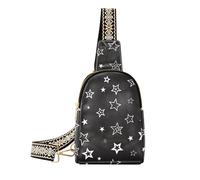 voucong Sac banane léger à bandoulière tendance Black Star Silver pour sac à dos de jour, Étoile noire argentée, 1 size