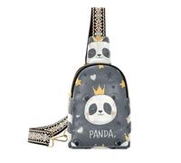 voucong Sac banane tendance en cuir pour homme Motif panda King Star Gris, Panda King Star Gris, 1 size