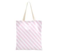 voucong Sac fourre-tout rose à rayures diagonales en toile pour femme avec poches avec poignées - Sacs en toile réutilisables - Cadeaux cool pour femmes et amies