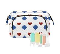 voucong Sacs à cosmétiques légers pour femme - Portefeuille pour voyage - Rouge et bleu - Love 4th of July Independence Day