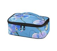 voucong Sacs à déjeuner pour femme avec motif floral d'orchidée de dessin animé bleu, conteneur à déjeuner isotherme bolsas para comida