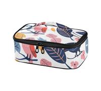 voucong Sacs à déjeuner pour femme bleu marine avec feuille tropicale avec toucan portable, conteneur à déjeuner isotherme bolsas para lunch