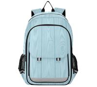 voucong Sacs à dos de voyage pour enfants de 8 à 12 ans : sac à livres léger pour femme dans des couleurs assorties à rayures bleues texture bois vintage