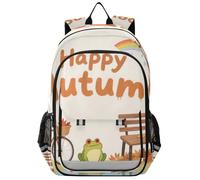 voucong Sacs à dos de voyage pour enfants de 8 à 12 ans : sac à livres moderne pour homme dans des couleurs assorties Autumn Frog Rainbow Village