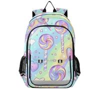 voucong Sacs à dos pour enfants de 8 à 12 ans : sacs à livres décontractés pour l'école secondaire dans des couleurs assorties Cane Candy Cartoon Rainbow Stripes