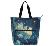 voucong Sweet Bantam Sac fourre-tout avec poches pour enfants et adultes Grand sac fourre-tout de bibliothèque avec poches pour l'école et les jeux