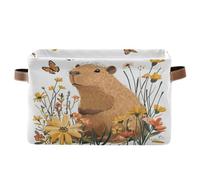 voucong Sweet Capybaras Lot de 1 panier de rangement pliable et imperméable avec poignée robuste pour ranger le linge de bébé Blanc