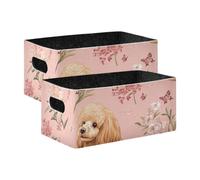 voucong Sweet Poodle Dogs Lot de 2 paniers de rangement robustes pour placard, étagère, commode Rose