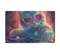 voucong Tapis de bienvenue coloré pour chat avec platines - 81,3 x 50,8 cm - Caoutchouc antidérapant supplémentaire pour entrée et porte arrière