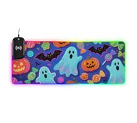voucong Tapis de souris coloré pour Halloween - Motif bonbon et fantômes - Chargement filaire - Pour la maison et le bureau - 90,9 x 40,9 cm