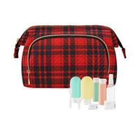 voucong Trousse à cosmétiques étanche pour femme - Porte-monnaie - Pour pharmacie - Vintage Buffalo Plaid - Rouge