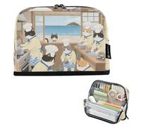voucong Trousse à crayons de grande capacité avec emplacements pour adolescentes, bureau, chat, chef de mer