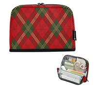 voucong Trousse à crayons de grande capacité légère pour infirmière, école préparatoire, Noël, carreaux colorés