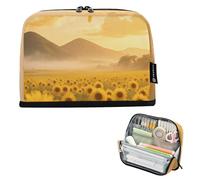 voucong Trousse à crayons de grande capacité robuste pour adultes, collège espoir, tournesol, jaune