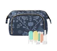voucong Trousse de maquillage Essentials pour femme - Porte-monnaie pour salle de bain - Style William Morris - Paon - Bleu foncé