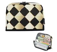 voucong Trousse de rangement à crayons de grande capacité avec emplacements pour fournitures scolaires d'étudiant, vichy en métal doré vintage