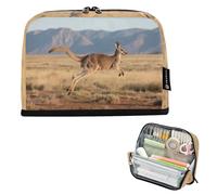 voucong Trousse de rangement de grande capacité pour crayons, maquillage - Pour étudiant, collège, prairie, kangourou