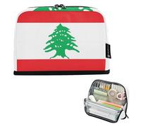 voucong Trousse de rangement verticale de grande capacité avec compartiment pour femme fournitures scolaires drapeau du Liban République libanaise