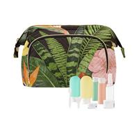 voucong Trousse de toilette avec fermeture éclair pour femme - Grande capacité - William Morris - Jaune rose