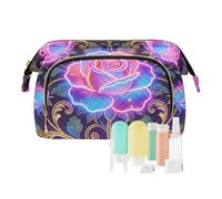 voucong Trousse de toilette avec fermeture éclair pour femme - Pour voyage, maquillage - William Morris - Roses fluo