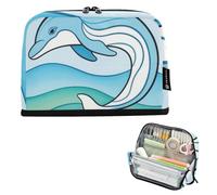 voucong Trousse de transport de grande capacité pour l'école maternelle Motif baleine moderne Bleu