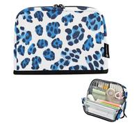 voucong Trousse de transport de grande capacité robuste pour enfants - Imprimé léopard bleu noir