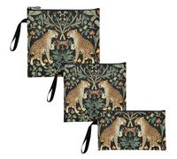 voucong William Morris Lot de 3 sacs à goûter et à sandwich réutilisables Motif léopard S pour enfants, étudiants, adultes