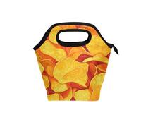 voucong Yummy Crisps Mini sac à déjeuner avec poignée incurvée imperméable (prop2) avec côtés souples pour plage et école Jaune