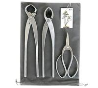 vouiu Lot de 3 outils pour bonsaï, cutter concave de 28 cm, coupe-bouton de 29,2 cm, ciseaux à bonsaï de 19,1 cm