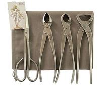 vouiu Lot de 4 outils pour bonsaï, coupe-bordures, coupe-bouton, séparateur de tronc, ciseaux à bonsaï