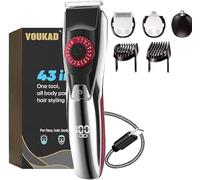 Voukad Tondeuse à moustache à barbe avec 3 attaches, 40 précisions réglables, étanche, autonomie de 240 minutes - Tondeuse personnelle pour homme et femme (rouge)