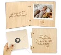 Voulez-vous être ma marraine de baptême ? Vous voulez être mon parrain ? - Cadeau parrain baptême - Parrains de baptême proposés dans un petit livre en bois avec espace pour photo de votre bébé |